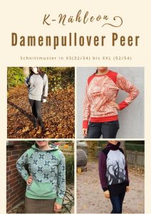 Hoodie Schnittmuster Peer für die ganze Familie – K Nähleon Pullover Peer | Designbeispiele Schnittmuster | Pullover