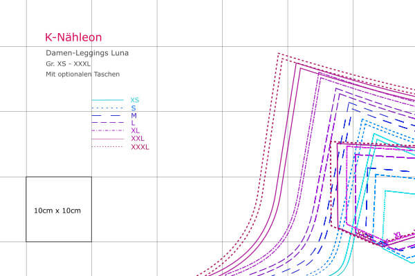 Kalibreirungsraster und Leggings Luna-Schnitt